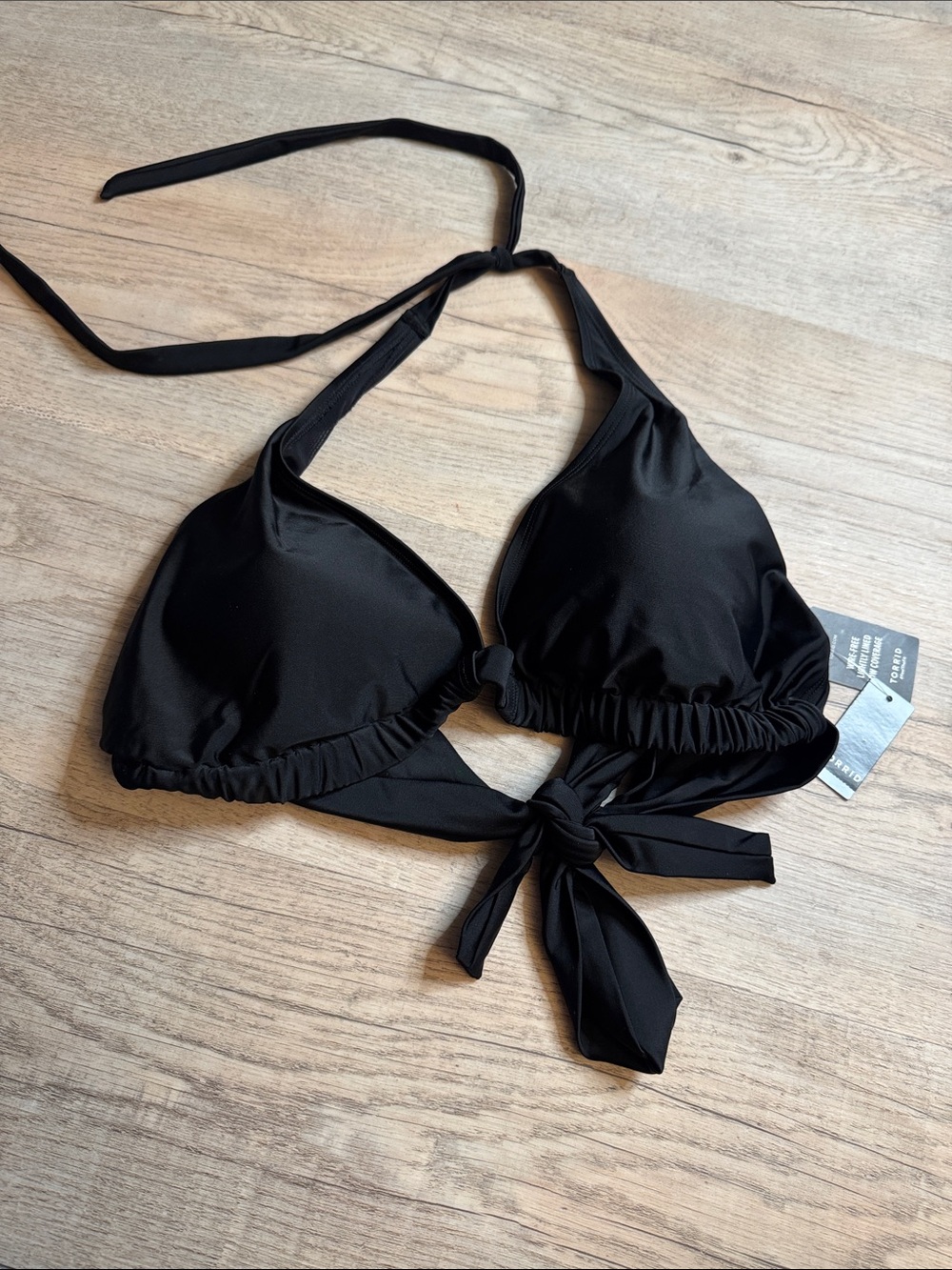 Torrid NWT Lightly Lined Wire Free Black Halter Bikini Top Size 2X